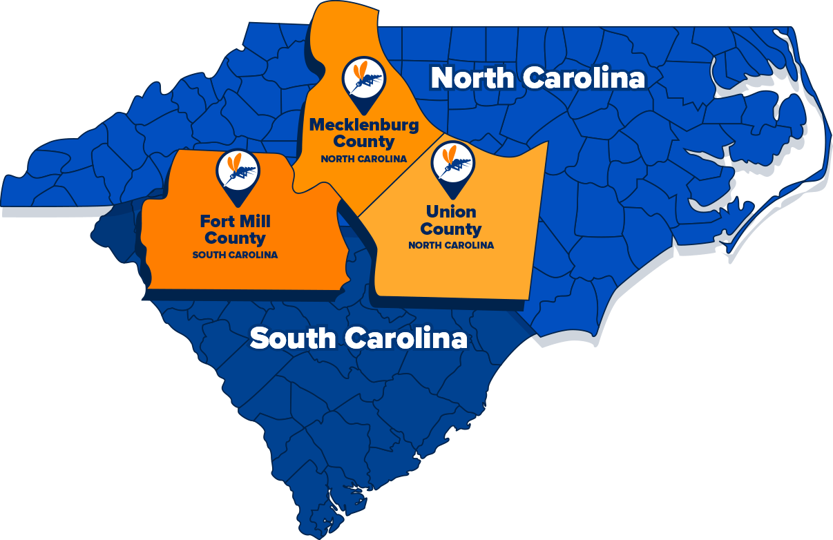 TruMosquito Service Area Map Charlotte NC and Fort Mill SC