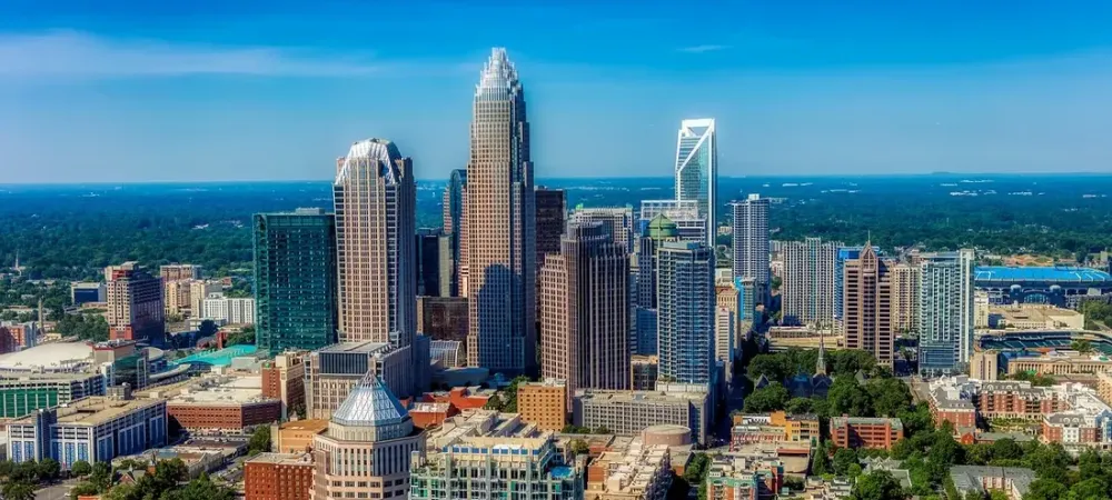 aerial view of downtown charlotte